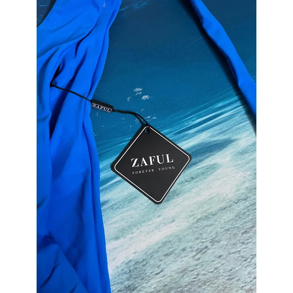 ☀️Zaful Blue O-Ring Bandeau Bikini Set High Cut Swimsuit NWT